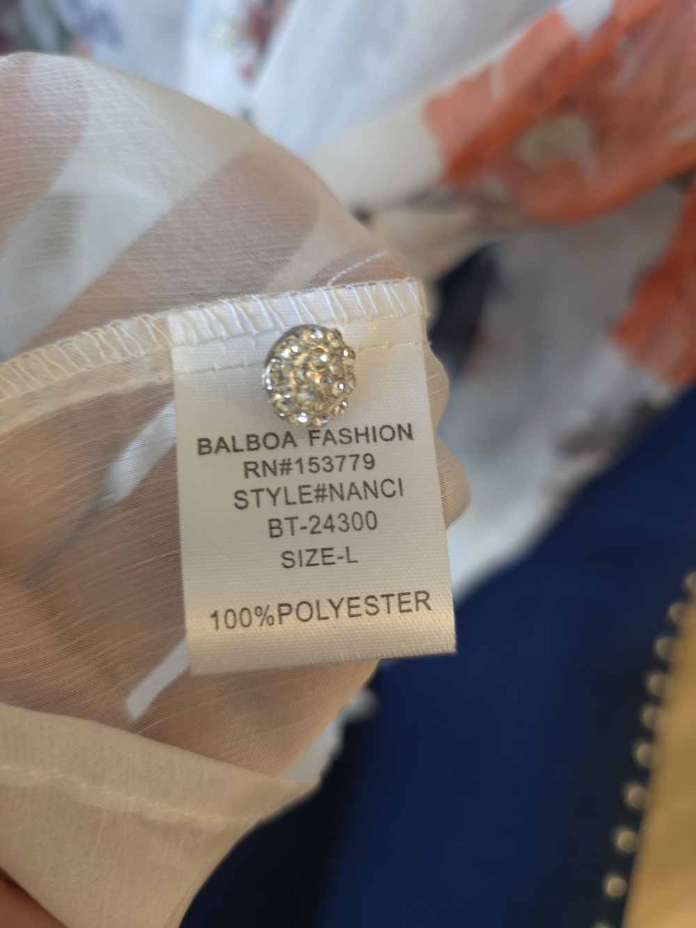 Balboa Floral Sheer Button-Up Blouse - White with Multicolor Floral Print - Picture 6 of 9